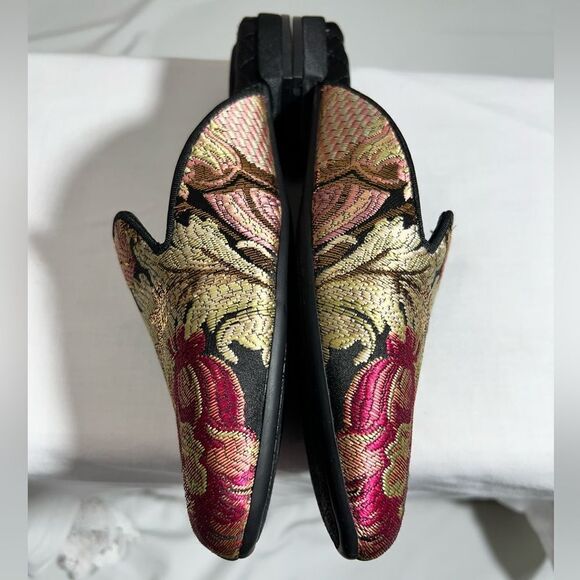 Birdies Black Quilted Floral Print Mules Size 5 - Picture 4 of 10